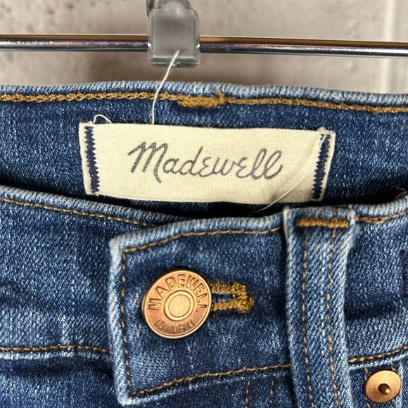 Madewell SIZE 25 9” High Rise Skinny Blue Jeans Distressed Raw Released Hem - Picture 5 of 11